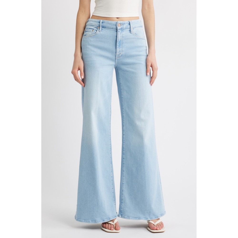 Mother Roller Sneak Jeans Ball's In Your Court Light Wash Wide Leg Denim 27